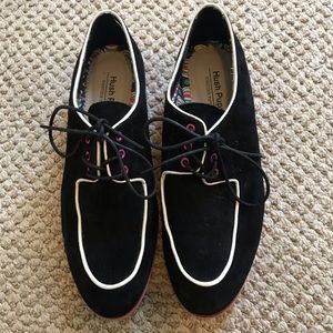 Hush Puppy pink black suede Oxford shoes